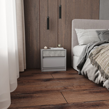 Тумба прикроватная EVR- Стайл-500 кашемир + фасад бетон