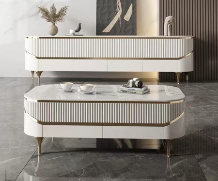 Тумба под телевизор Elt- M251 (белый/золото)