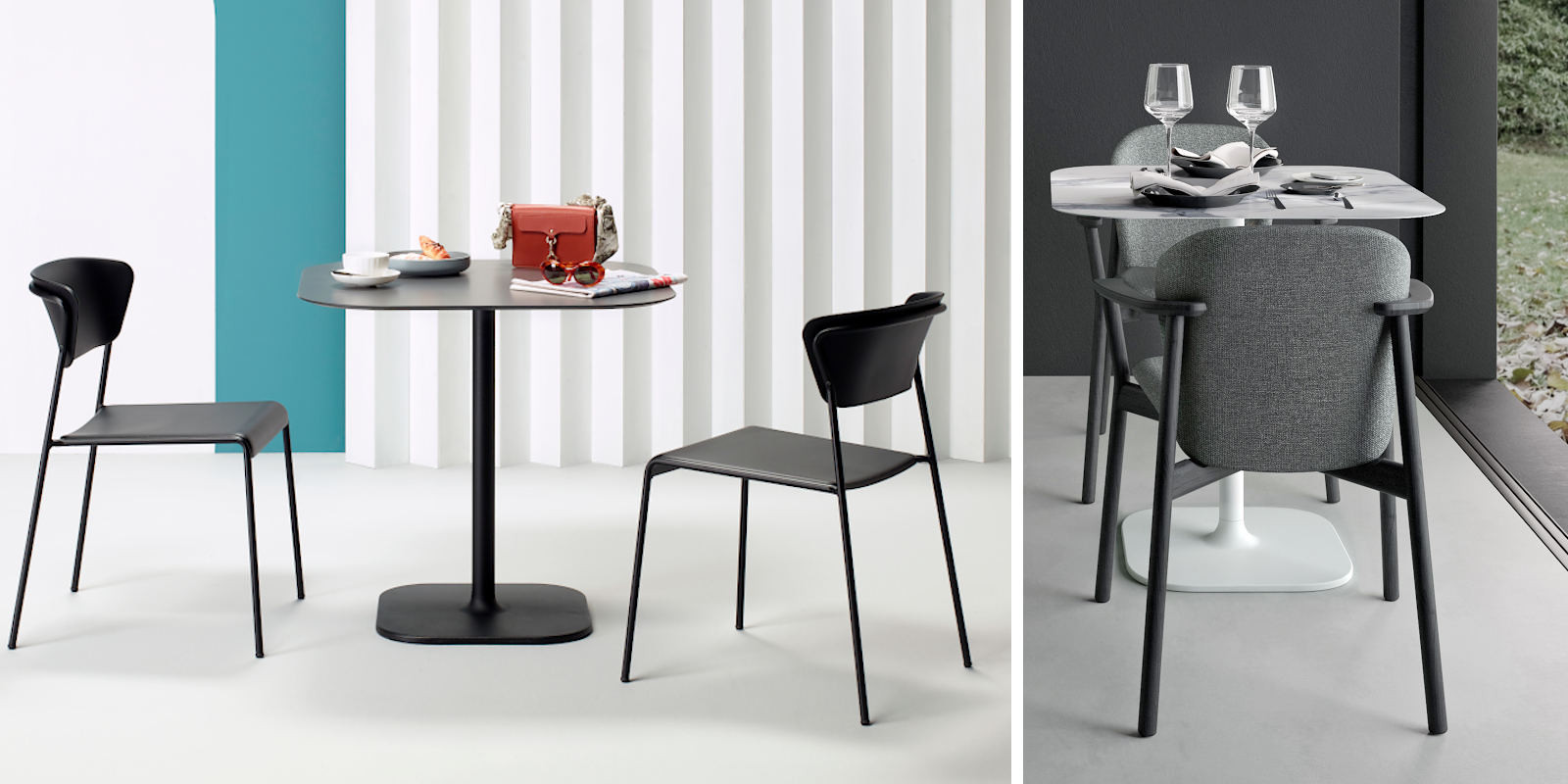 Стол обеденный VLL- SCAB Rhino 5184VN 80x80 H73 (черный мрамор/черный)