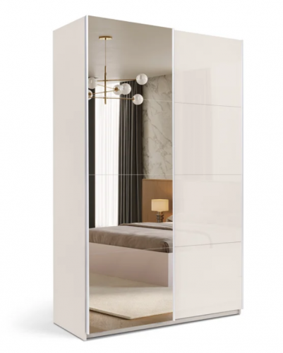 Шкаф - купе MRK- Лилу 1,5х2,4 м Глянец Кашемир/зеркало