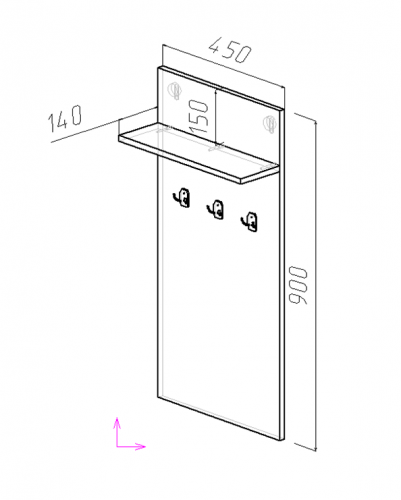 Полка с вешалкой ViA- Таун ТП-2