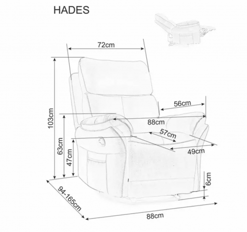 Кресло раскладное SIGNAL Hades в сером(tap. 207) цвете