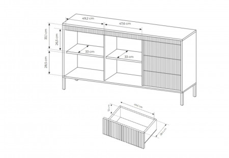 Комод Perfect Home Сенсо/Senso 2-дверный с 3 ящиками 2D3S/153 Черный