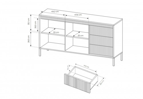 Комод Perfect Home Сенсо/Senso 2-дверный с 3 ящиками 2D3S/153 Черный