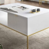 Стол журнальный Perfect Home Новая/Nova с 2 ящиками и золотыми ножками L104 Белый