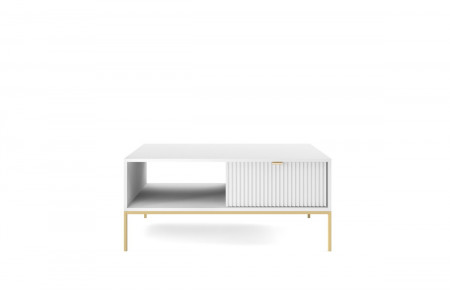 Стол журнальный Perfect Home Новая/Nova с 2 ящиками и золотыми ножками L104 Белый
