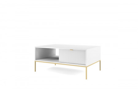 Стол журнальный Perfect Home Новая/Nova с 2 ящиками и золотыми ножками L104 Белый