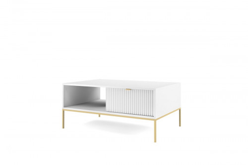 Стол журнальный Perfect Home Новая/Nova с 2 ящиками и золотыми ножками L104 Белый