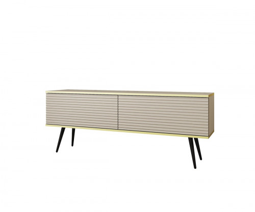 Тумба под ТВ Perfect Home Оро / Oro RTV135 MDF 2-дверная с черными ножками Бежевый