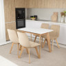 Кухонный комплект Ont- Алонзо 100 белый раздвижной стол + 4 стула Дарио бежевые
