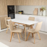 Кухонный комплект Ont- Алонзо 100 белый раздвижной стол + 4 стула Дарио бежевые