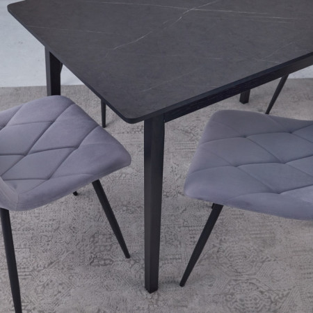 Комплект кухонной мебели Ont- Антонио 100 Черный + 4 Стула Piado серые