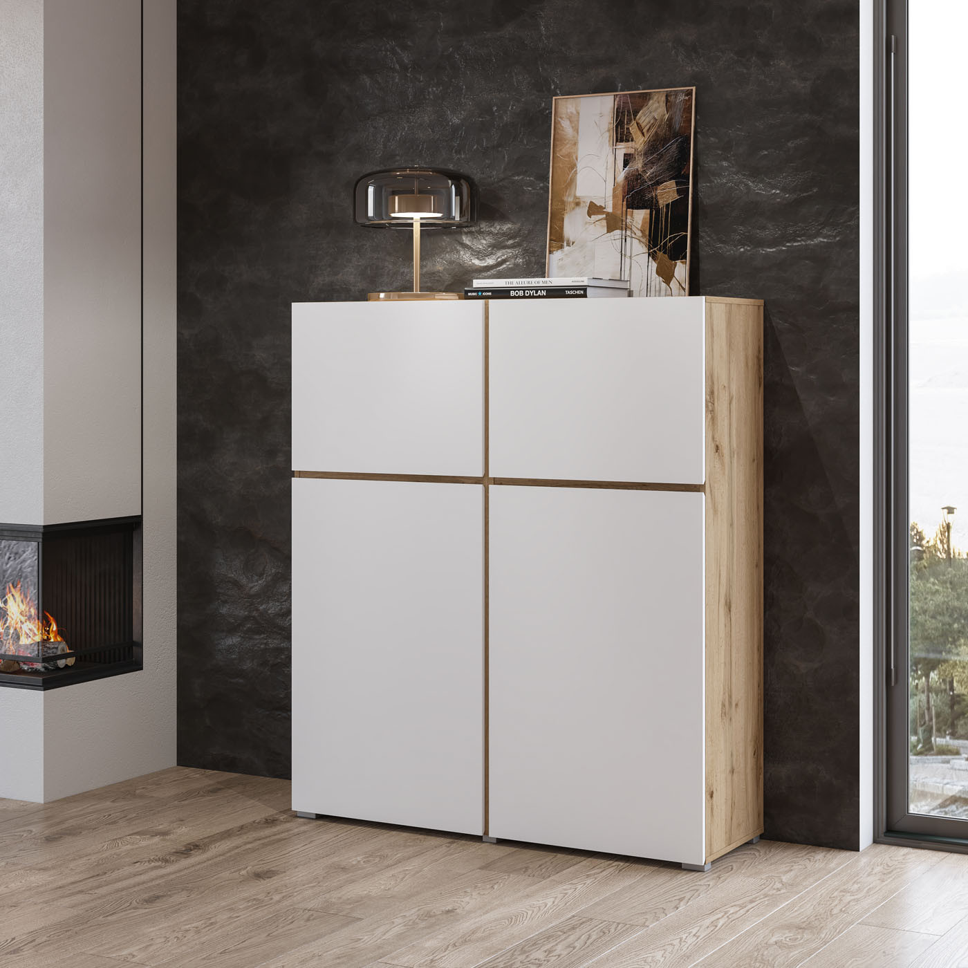 Комплект в гостиную Helvetia CROSS (дуб вотан/белый)