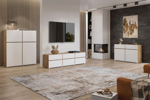 Комплект в гостиную Helvetia CROSS (дуб вотан/белый)