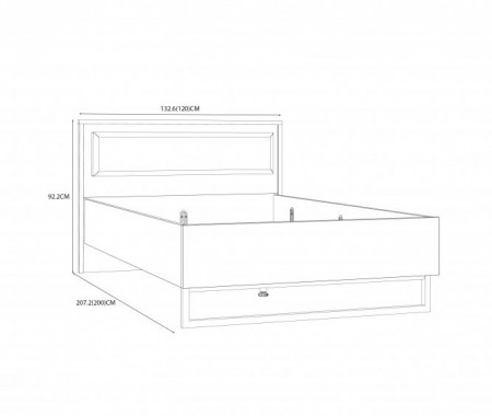 Кровать односпальная Forte Oriental tree HUDL1122 (дуб бартекс/черный)