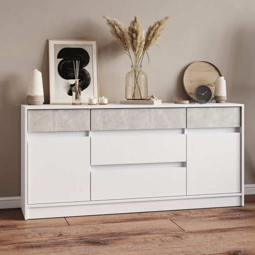 Большой комод EVR- Стайл-1600 белый + фасад бетон