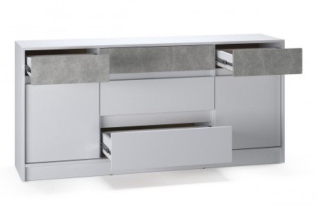 Большой комод EVR- Стайл-1600 белый + фасад бетон