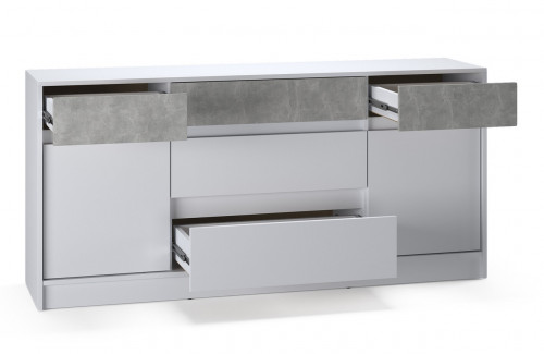 Большой комод EVR- Стайл-1600 белый + фасад бетон