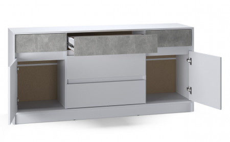 Большой комод EVR- Стайл-1600 белый + фасад бетон