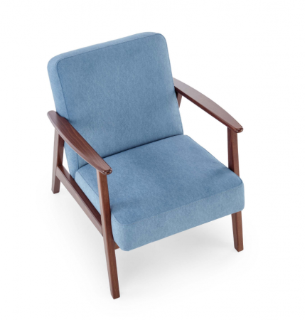 ​Кресло Halmar MILANO 1S небесный/темный-орех  