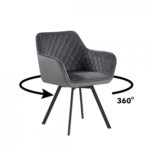 Кресло поворотное BIO- Импульс (велюр темно-серый/ черный)   