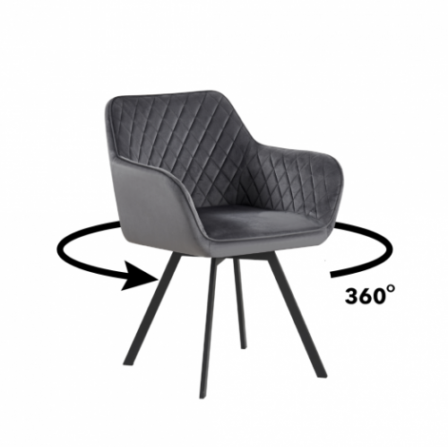 Кресло поворотное BIO- Импульс (велюр темно-серый/ черный)   