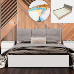 Кровать с мягким изголовьем EVR- Лайт (основа щит ДСП) белый(нимфея альба)