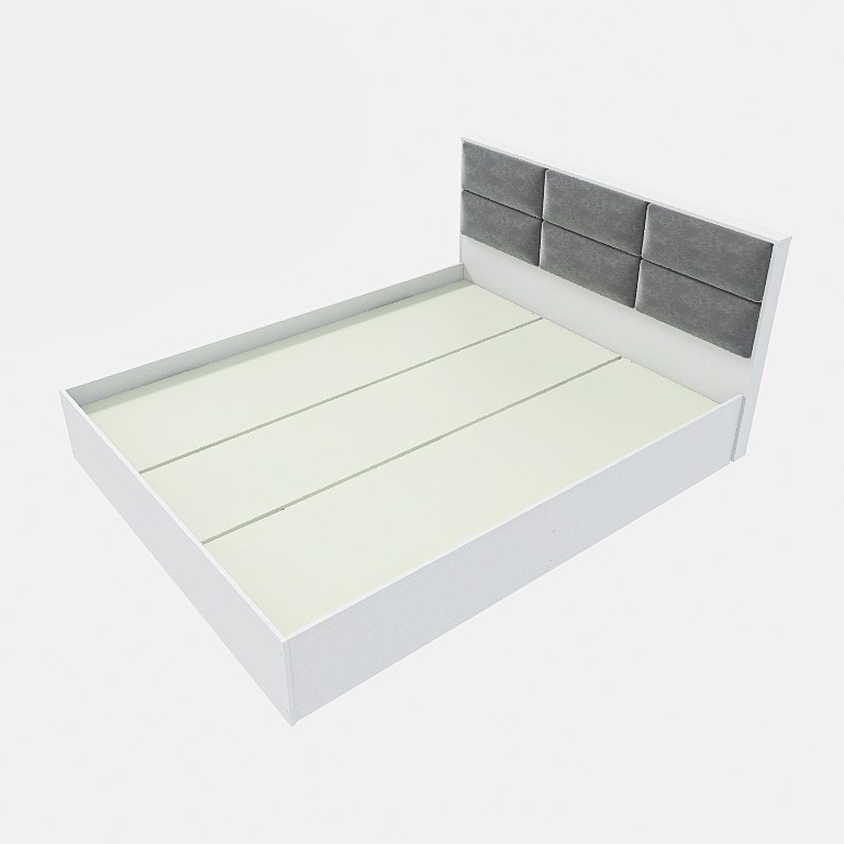 Кровать с мягким изголовьем EVR- Лайт (основа щит ДСП) белый(нимфея альба)