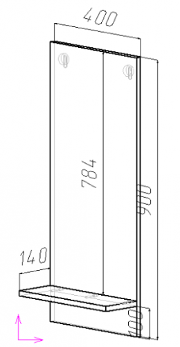 Полка с зеркалом ViA- Таун ТП-3