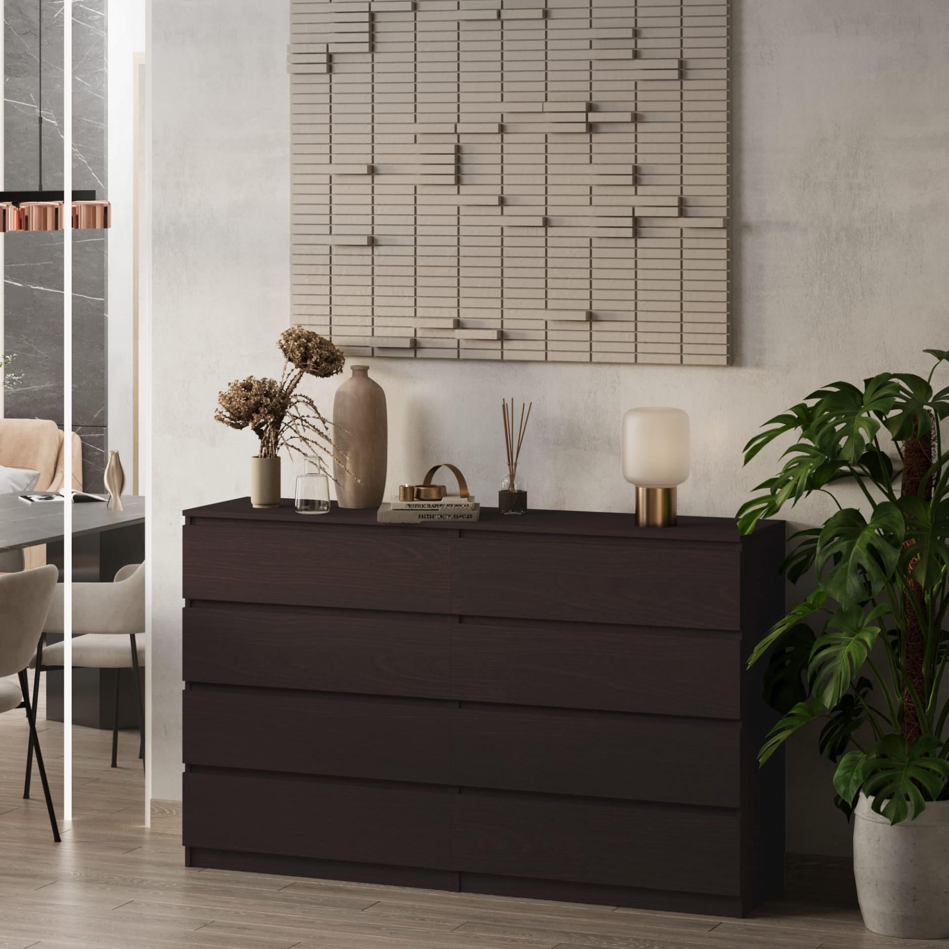 Комод без ручек 98х160х43 см KOD- КМ-2 Дабл Стиль