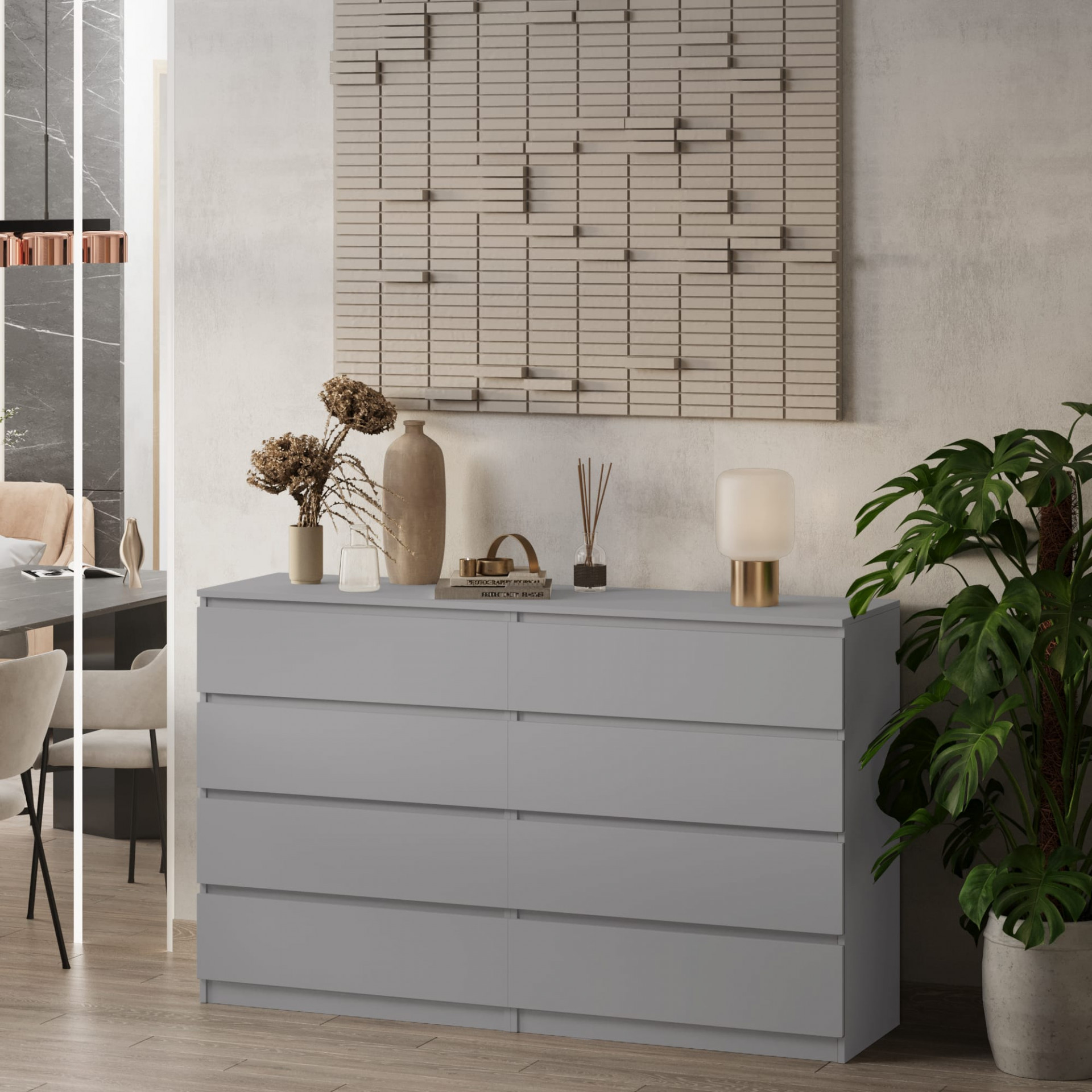 Комод без ручек 98х160х43 см KOD- КМ-2 Дабл Стиль