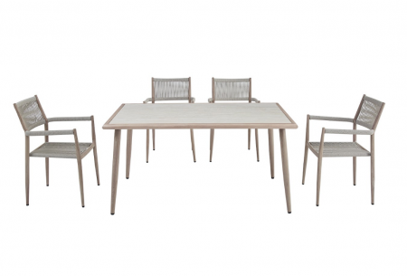 Стол садовый обеденный VTR- ODT-35 (Брайтон) дрифтвуд беж + белый дуб