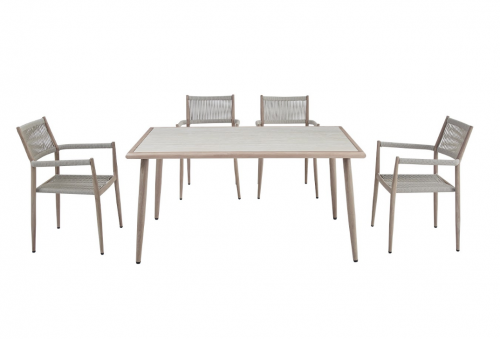 Стол садовый обеденный VTR- ODT-35 (Брайтон) дрифтвуд беж + белый дуб