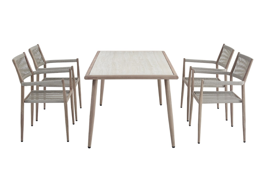 Стол садовый обеденный VTR- ODT-35 (Брайтон) дрифтвуд беж + белый дуб