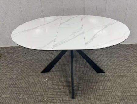 Стол обеденный TOP- Асти белый глянец/черные ноги 110-140   