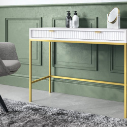 Стол туалетный Perfect Home Nova с 2 ящиками, с золотыми ножками T104 Белый