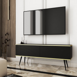 Тумба под ТВ Perfect Home Оро / Oro RTV135 MDF 2-дверная с черными ножками Черный