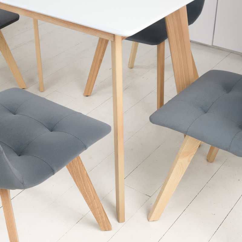 Кухонный комплект Ont- Алонзо 100 белый раздвижной стол + 4 стула Дарио серый