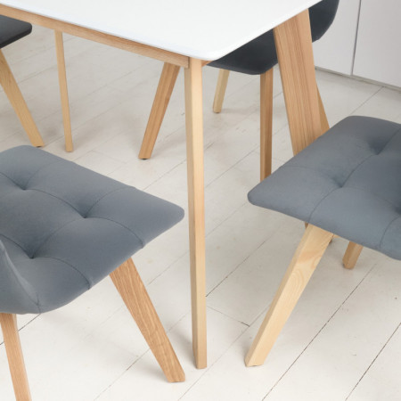 Кухонный комплект Ont- Алонзо 100 белый раздвижной стол + 4 стула Дарио серый