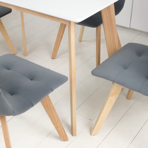 Кухонный комплект Ont- Алонзо 100 белый раздвижной стол + 4 стула Дарио серый