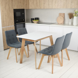 Кухонный комплект Ont- Алонзо 100 белый раздвижной стол + 4 стула Дарио серый