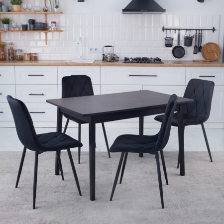 Комплект кухонной мебели Ont- Антонио 100 Черный + 4 Стула Piado черный