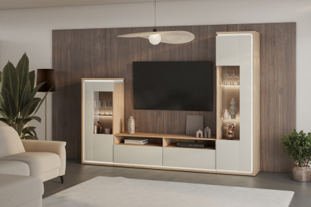 Стенка в гостиную Helvetia DORE 24DKNU10 (промасленный дуб/кашемир)