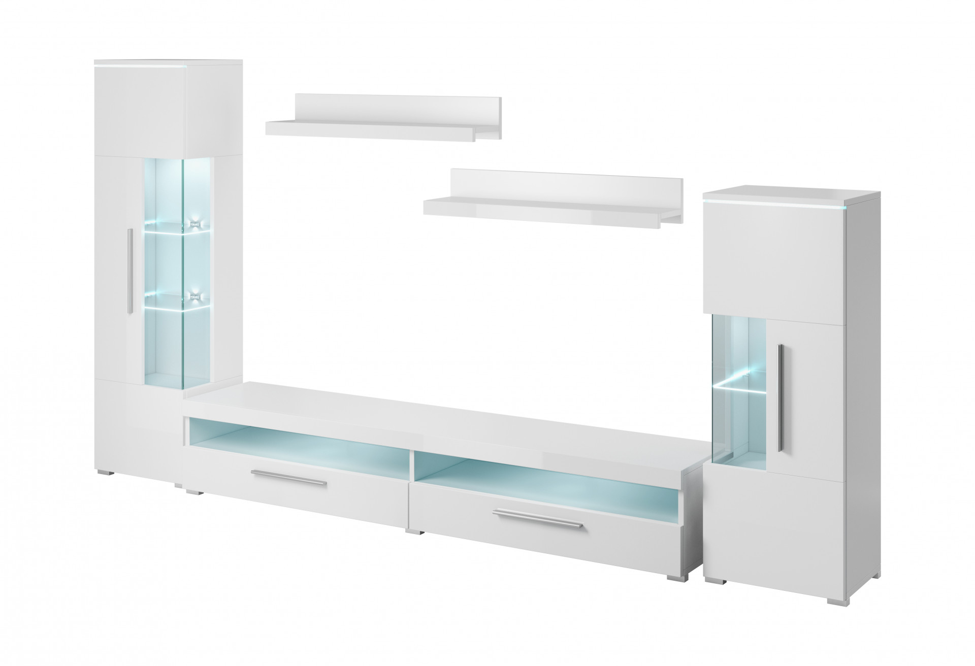 Стенка в гостиную Helvetia INDIA 2497DE09 (белый/белый глянец)