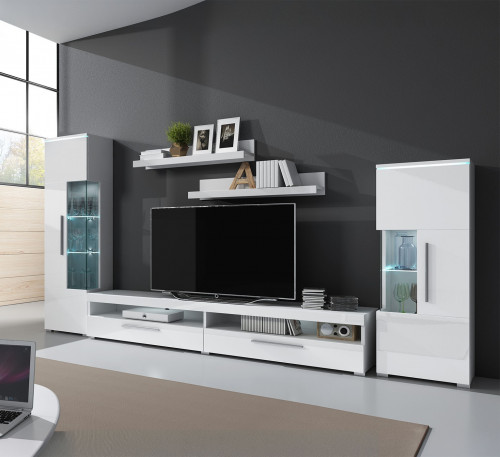 Стенка в гостиную Helvetia INDIA 2497DE09 (белый/белый глянец)