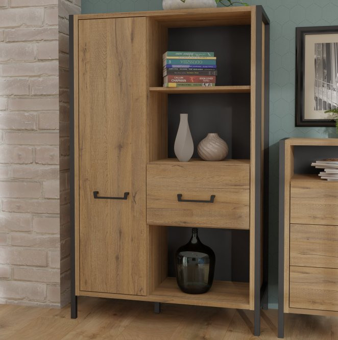 Стеллаж Forte Oriental tree HUDR422R (дуб бартекс/черный)