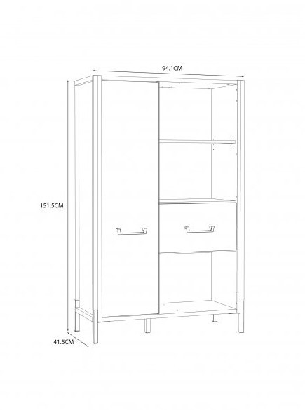 Стеллаж Forte Oriental tree HUDR422R (дуб бартекс/черный)