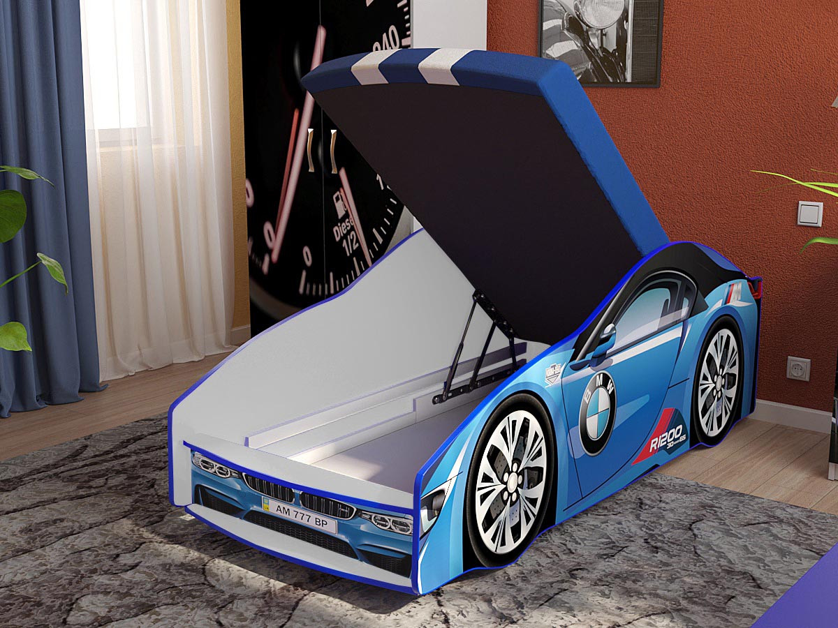 Кровать машина VRN- ELIT BMW E-1 (синий, белый)