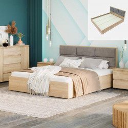 Кровать с мягким изголовьем EVR- Лайт-1600 (основа щит ДСП) дуб Сонома