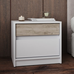 Тумба прикроватная EVR- Стайл-500 белый + фасад крафт серый